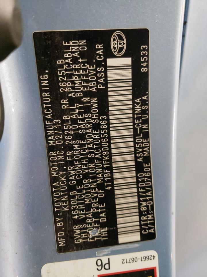 Photo 10 from auction – 2013 TOYOTA CAMRY L with VIN 4T1BF1FK8DU655863