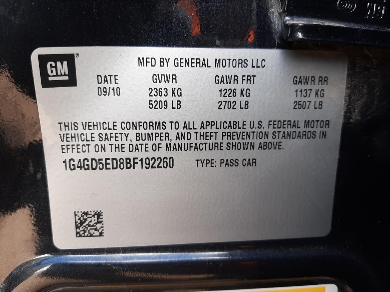 Photo 10 from auction – 2011 BUICK LACROSSE C with VIN 1G4GD5ED8BF192260