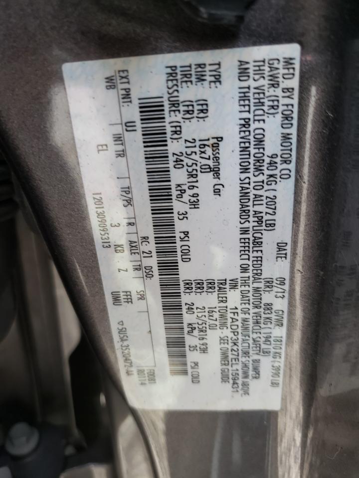 Photo 10 from auction – 2014 FORD FOCUS SE with VIN 1FADP3K27EL159431
