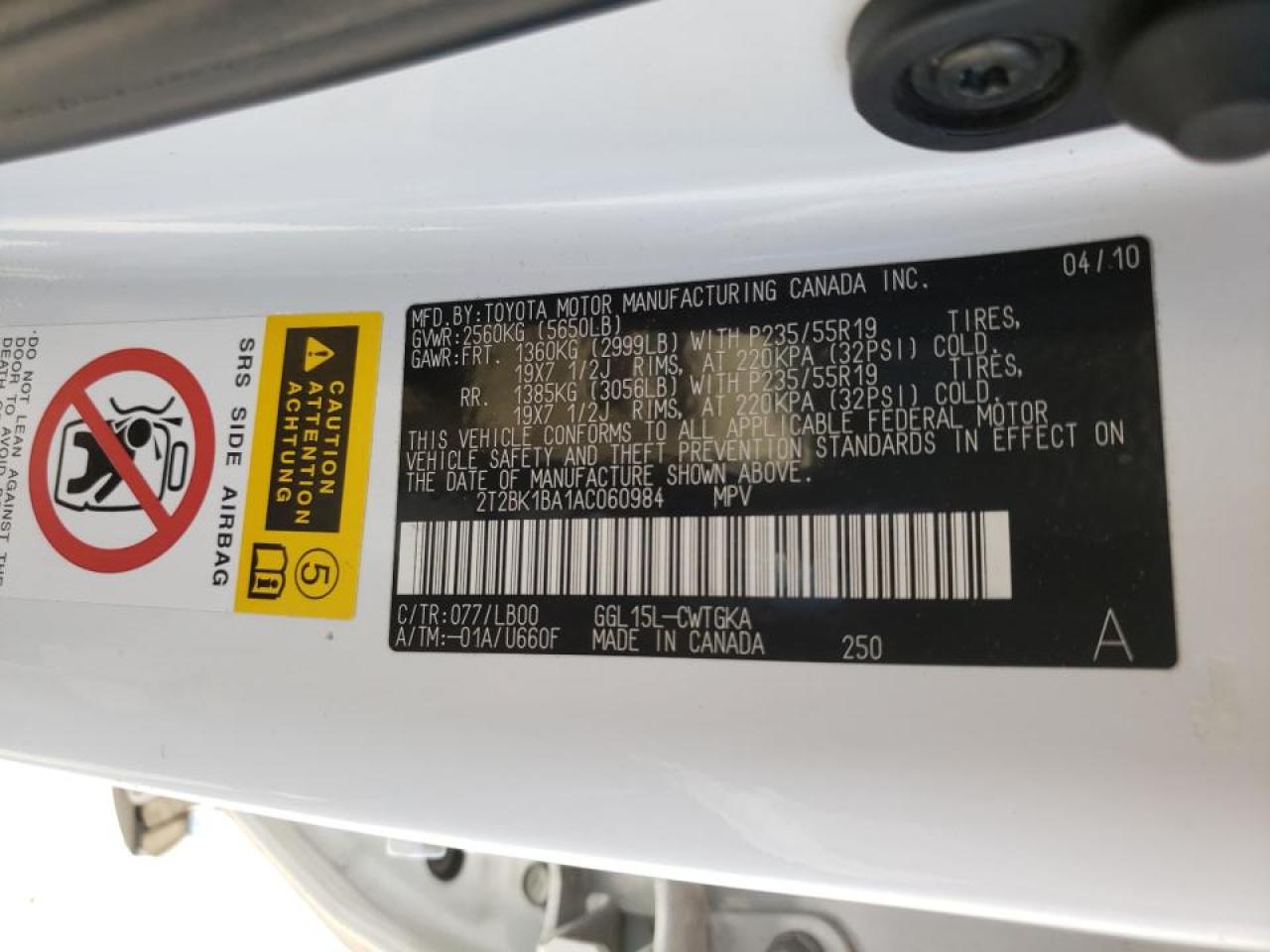 Фото 10 с аукциона – 2010 LEXUS RX 350 с VIN 2T2BK1BA1AC060984