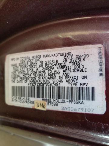 Photo 10 from auction – 2000 TOYOTA SIENNA LE with VIN 4T3ZF13C9YU197484
