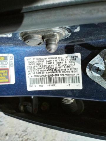 Photo 10 from auction – 2006 HONDA CIVIC with VIN 1HGFA16846L084620
