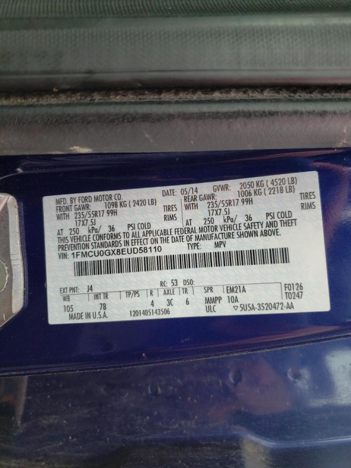 Photo 10 from auction – 2014 FORD ESCAPE SE with VIN 1FMCU0GX8EUD58110