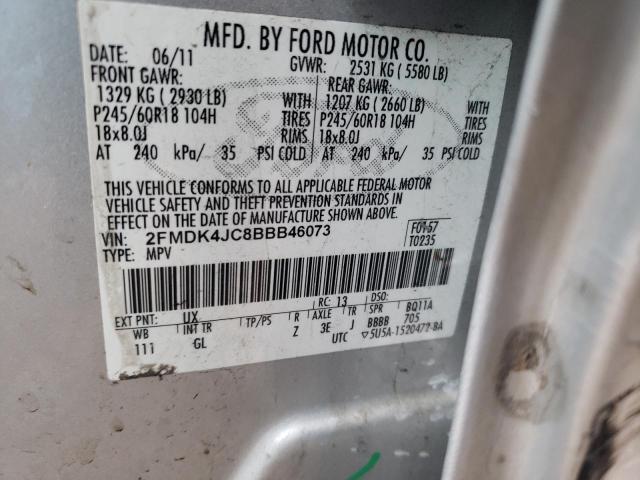 Photo 10 from auction – 2011 FORD EDGE SEL with VIN 2FMDK4JC8BBB46073