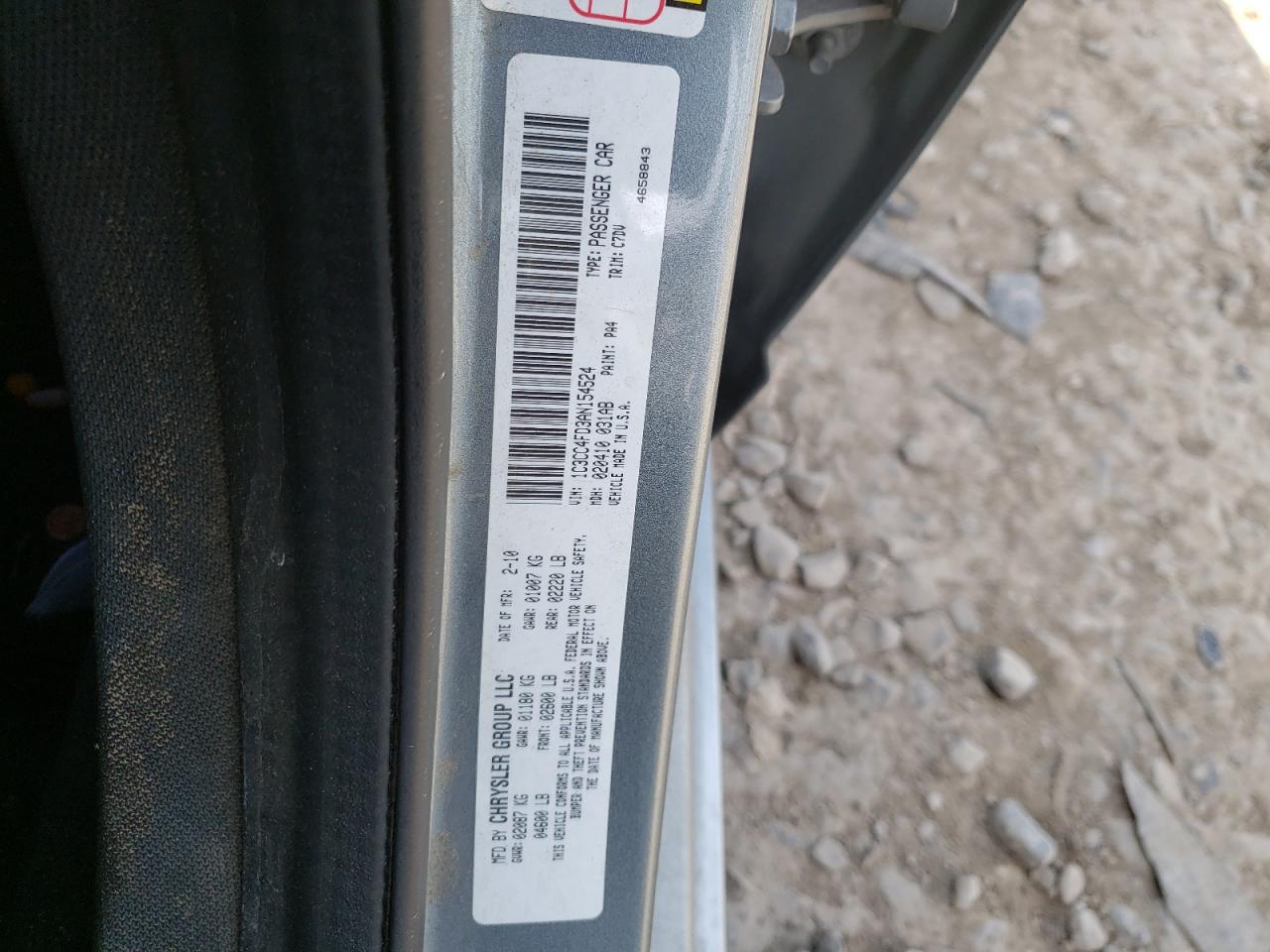 Photo 10 from auction – 2010 CHRYSLER SEBRING TO with VIN 1C3CC4FD3AN154524