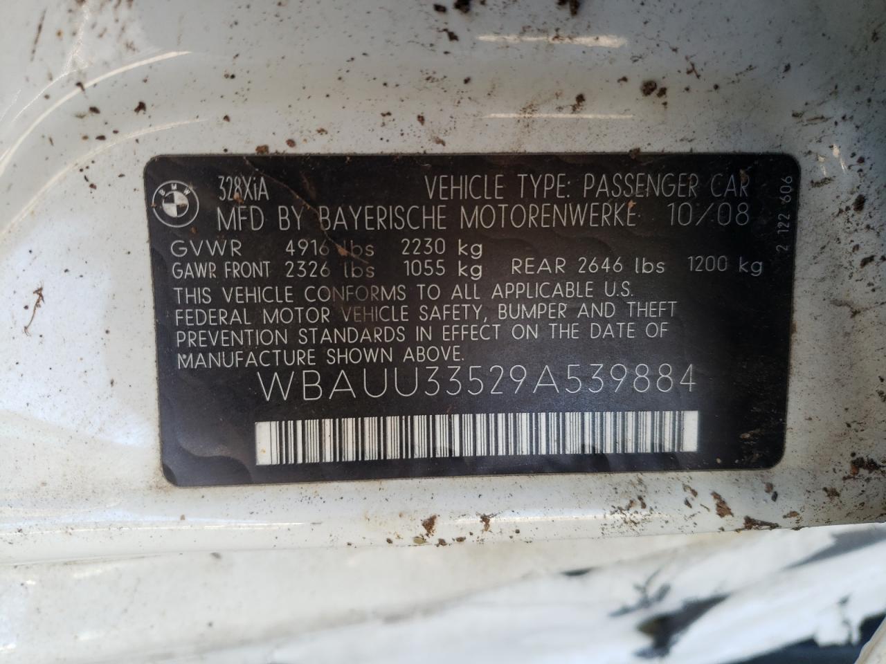 Photo 10 from auction – 2009 BMW 328 XIT with VIN WBAUU33529A539884