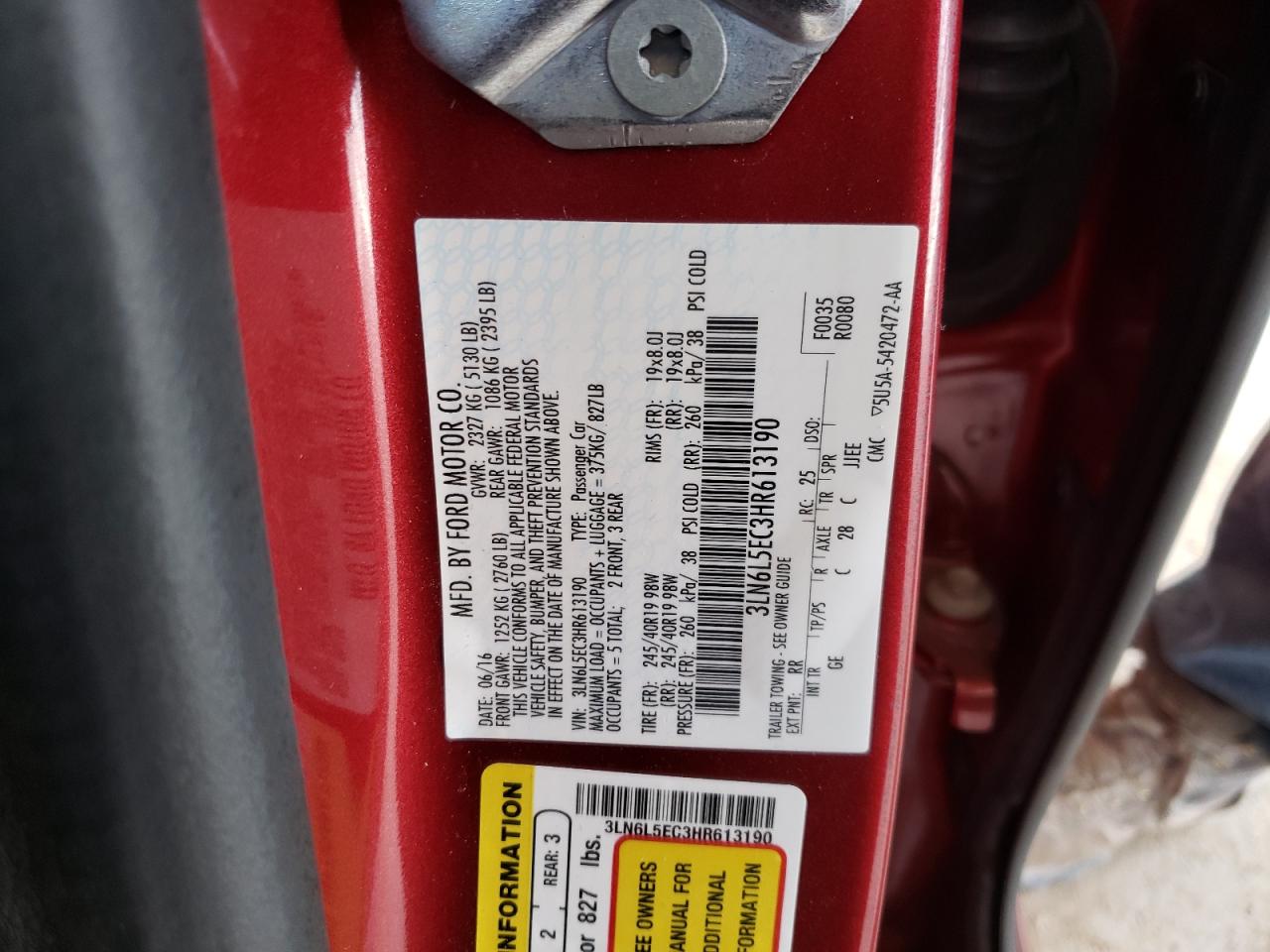 Photo 10 from auction – 2017 LINCOLN MKZ RESERV with VIN 3LN6L5EC3HR613190