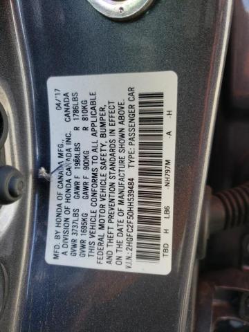 Photo 10 from auction – 2017 HONDA CIVIC LX with VIN 2HGFC2F50HH539484