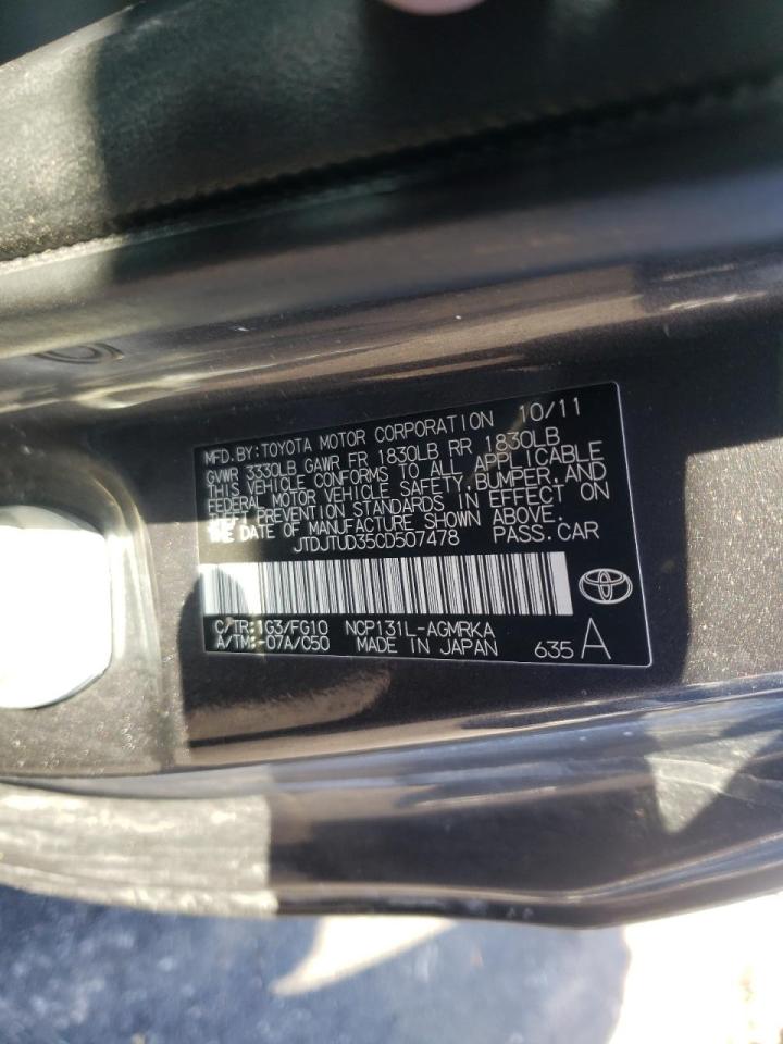 Photo 10 from auction – 2012 TOYOTA YARIS with VIN JTDJTUD35CD507478
