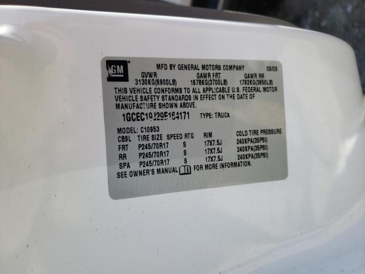 Photo 10 from auction – 2009 CHEVROLET SILVERADO with VIN 1GCEC19J29E164171