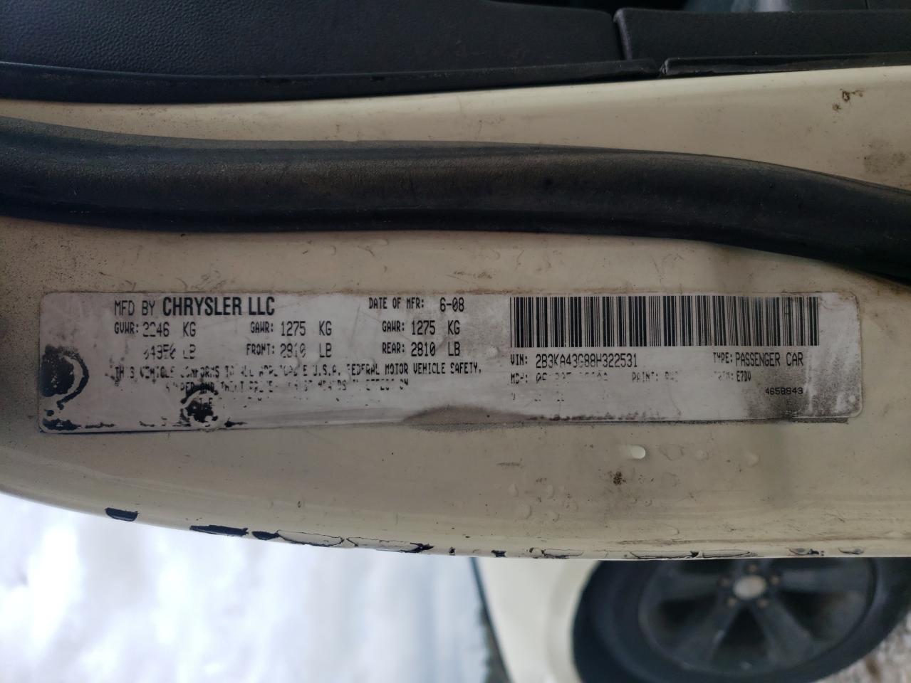 Photo 10 from auction – 2008 DODGE CHARGER with VIN 2B3KA43G88H322531