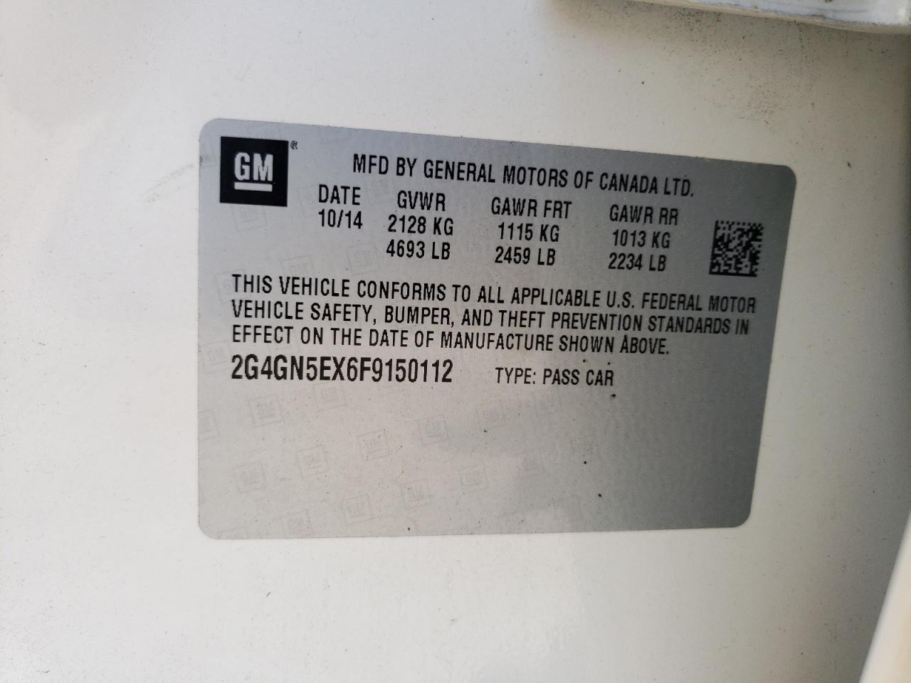 Photo 10 from auction – 2015 BUICK REGAL PREM with VIN 2G4GN5EX6F9150112