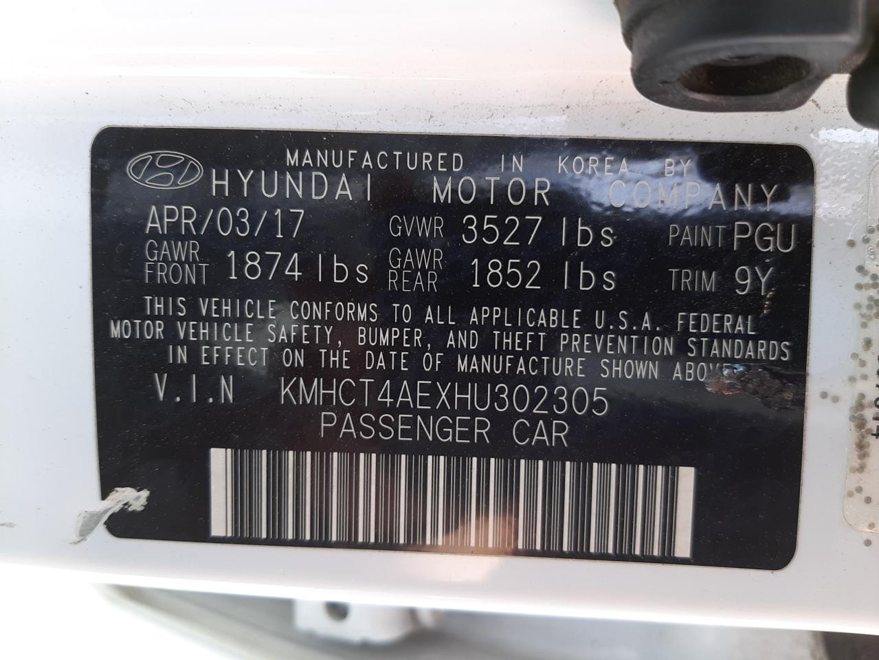 Photo 10 from auction – 2017 HYUNDAI ACCENT SE with VIN KMHCT4AEXHU302305