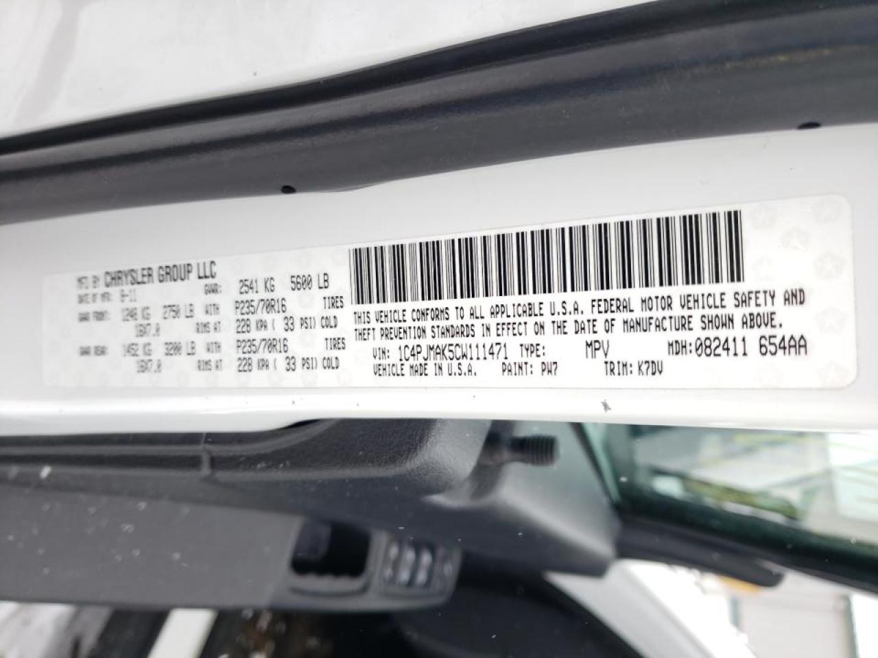 Photo 10 from auction – 2012 JEEP LIBERTY SP with VIN 1C4PJMAK5CW111471