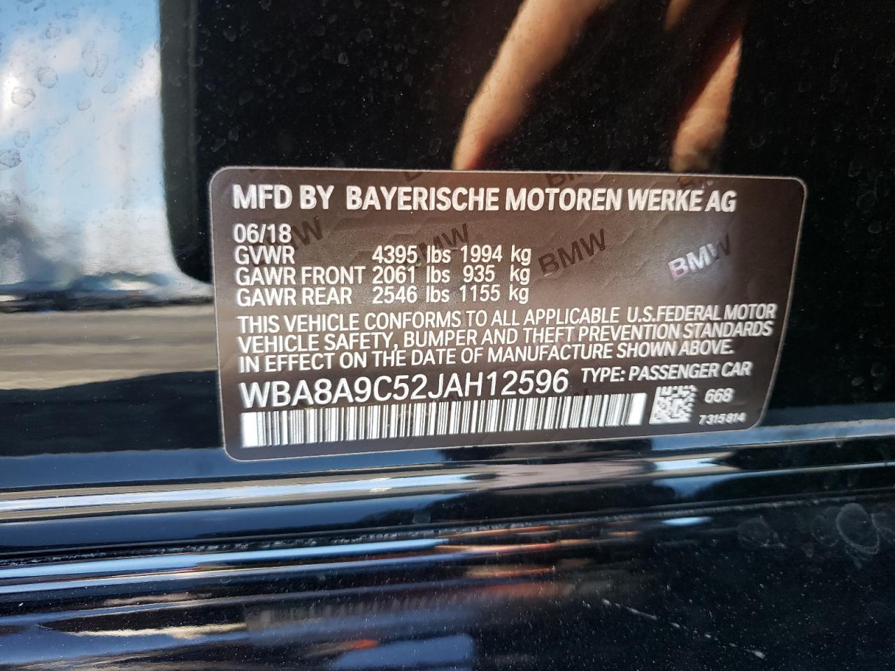 Photo 10 from auction – 2018 BMW 320 I with VIN WBA8A9C52JAH12596