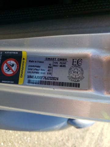 Photo 10 from auction – 2006 SMART FORTWO with VIN WMEAJ00F76J232024
