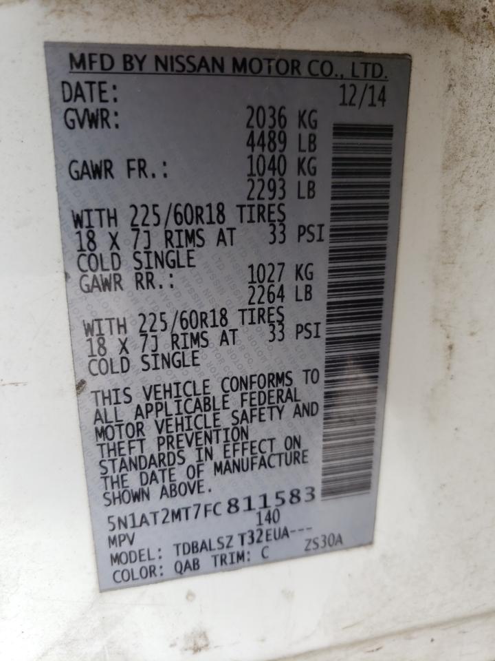 Photo 10 from auction – 2015 NISSAN ROGUE S with VIN 5N1AT2MT7FC811583
