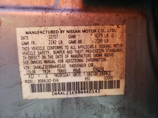 Photo 10 from auction – 2008 NISSAN ALTIMA 2.5 with VIN 1N4AL21E98N440143