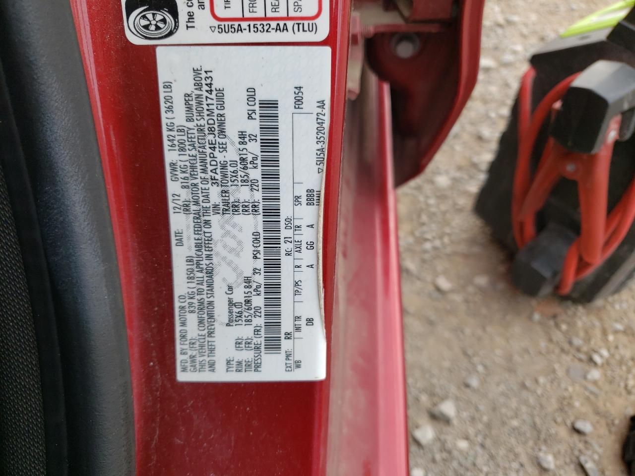 Photo 10 from auction – 2013 FORD FIESTA SE with VIN 3FADP4EJ8DM174431