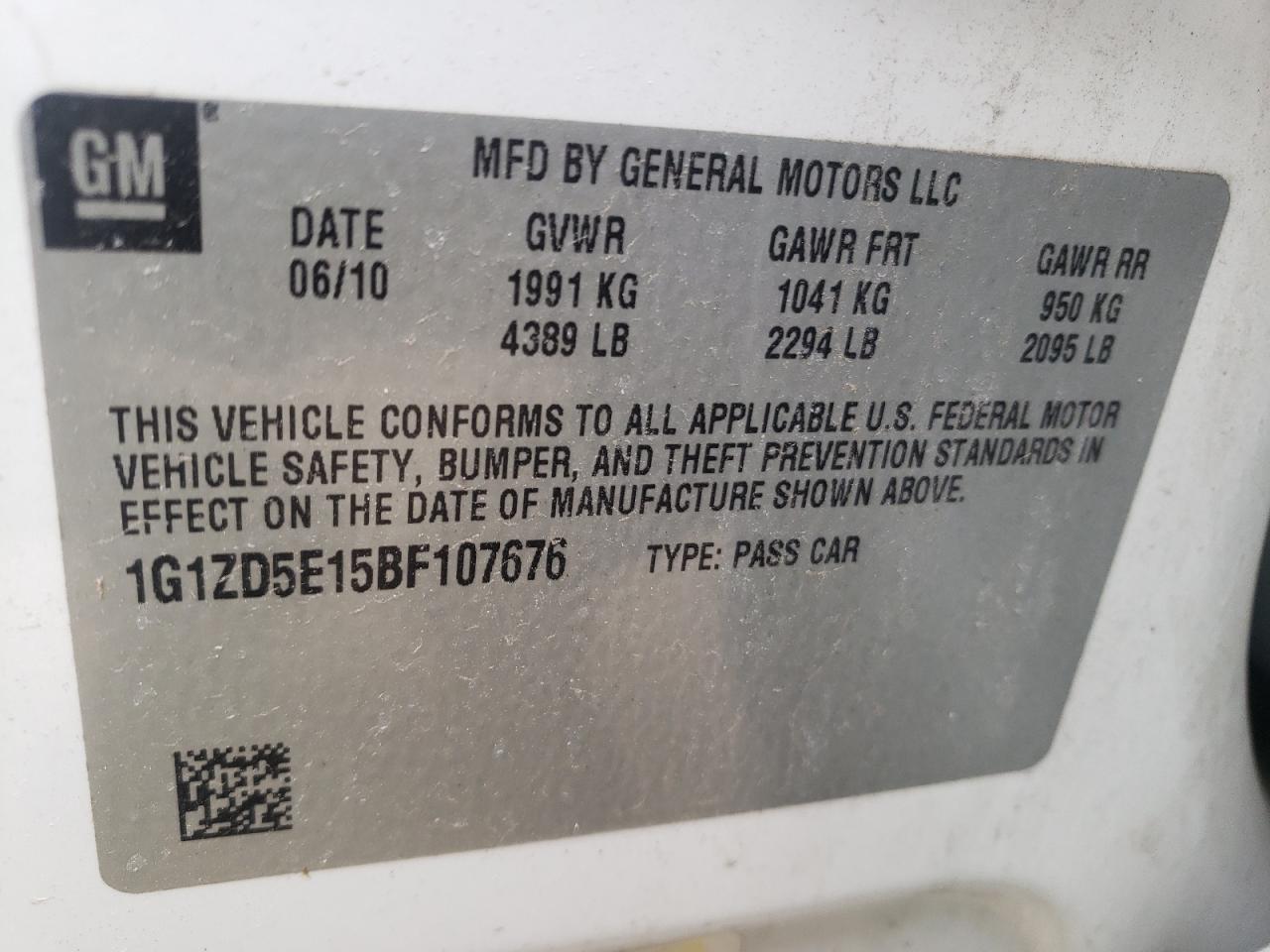 Photo 10 from auction – 2011 CHEVROLET MALIBU 2LT with VIN 1G1ZD5E15BF107676