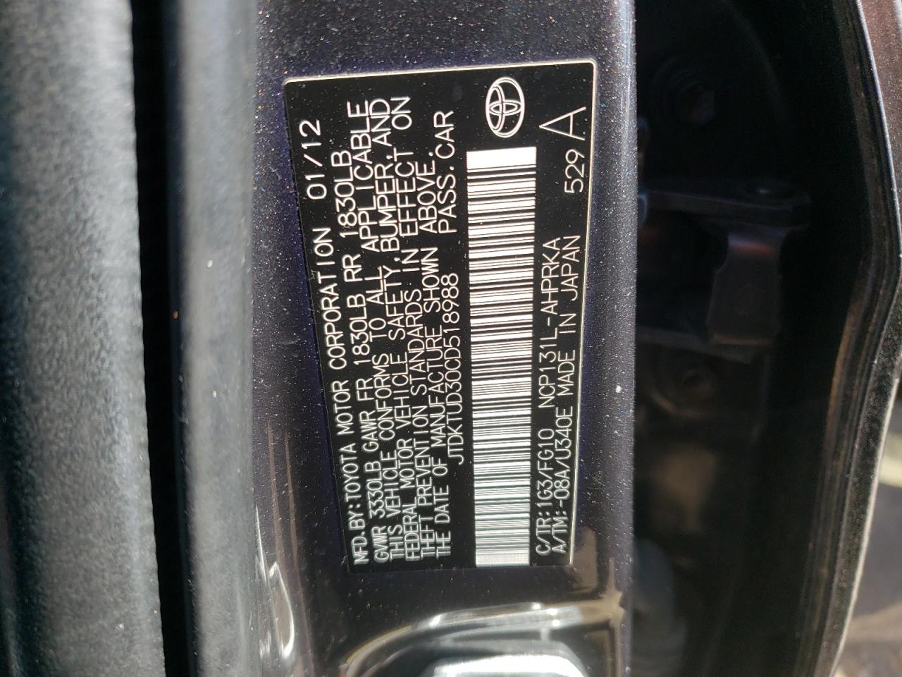 Photo 10 from auction – 2012 TOYOTA YARIS with VIN JTDKTUD30CD518988
