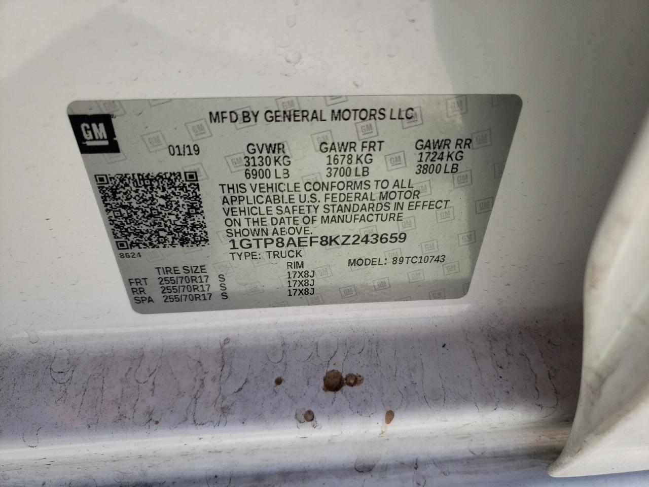 Photo 10 from auction – 2019 GMC SIERRA C15 with VIN 1GTP8AEF8KZ243659