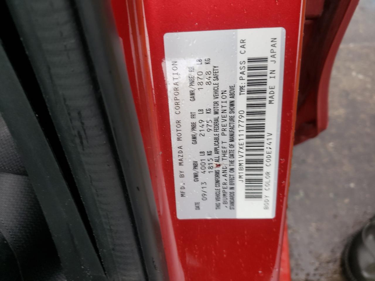 Photo 10 from auction – 2014 MAZDA 3 TOURING with VIN JM1BM1V7XE1117790