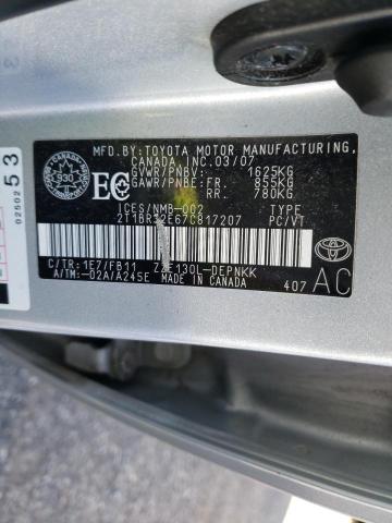 Photo 10 from auction – 2007 TOYOTA COROLLA CE with VIN 2T1BR32E67C817207