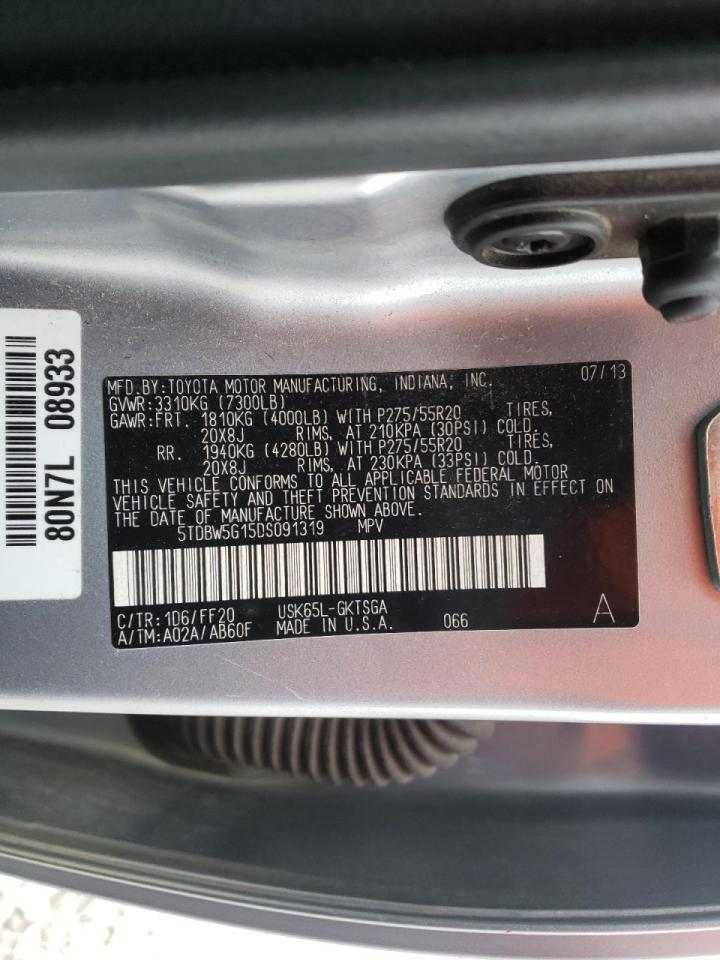 Photo 10 from auction – 2013 TOYOTA SEQUOIA SR with VIN 5TDBW5G15DS091319
