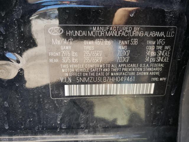 Photo 10 from auction – 2017 HYUNDAI SANTA FE S with VIN 5NMZU3LB7HH049461