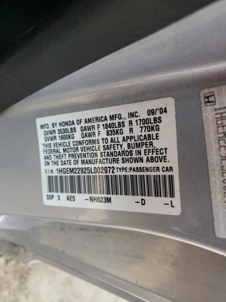 Photo 10 from auction – 2005 HONDA CIVIC EX with VIN 1HGEM22925L002972