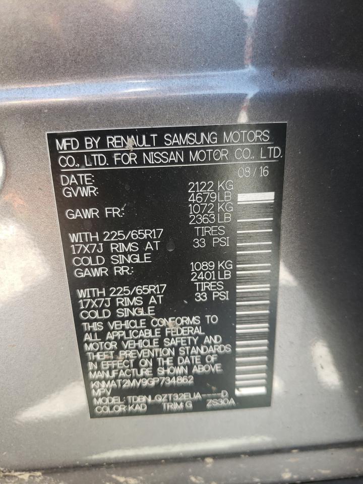 Photo 10 from auction – 2016 NISSAN ROGUE S with VIN KNMAT2MV9GP734862
