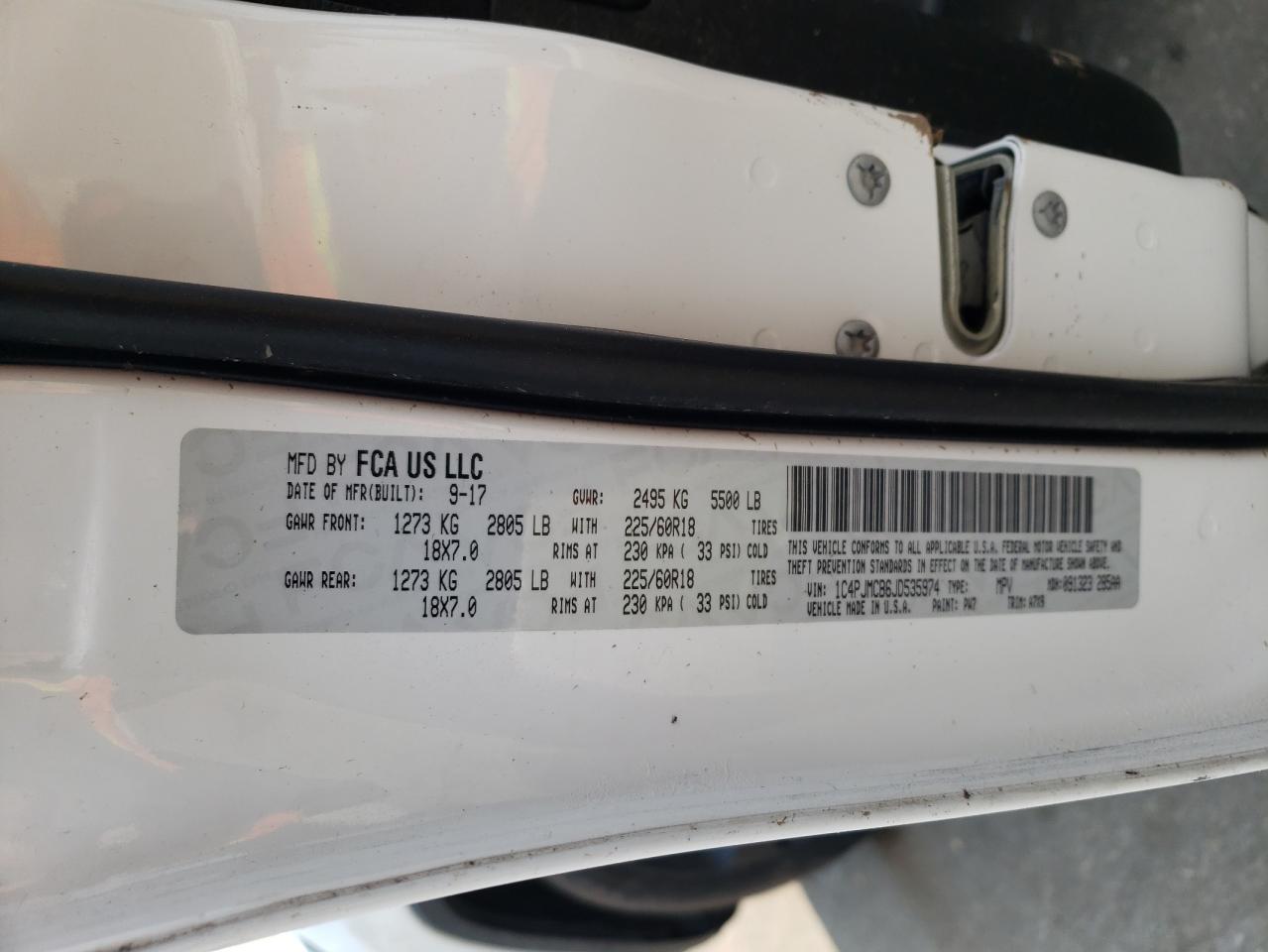 Photo 10 from auction – 2018 JEEP CHEROKEE L with VIN 1C4PJMCB6JD535974