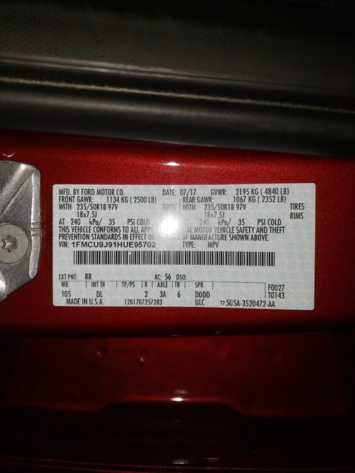 Photo 10 from auction – 2017 FORD ESCAPE TIT with VIN 1FMCU9J91HUE95702