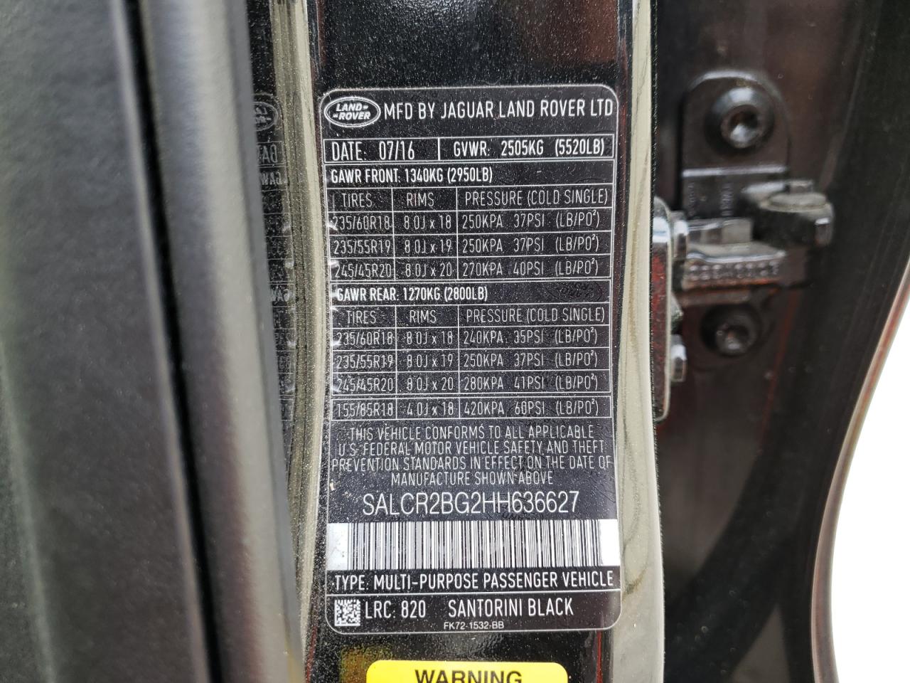 Photo 10 from auction – 2017 LAND ROVER DISCOVERY with VIN SALCR2BG2HH636627