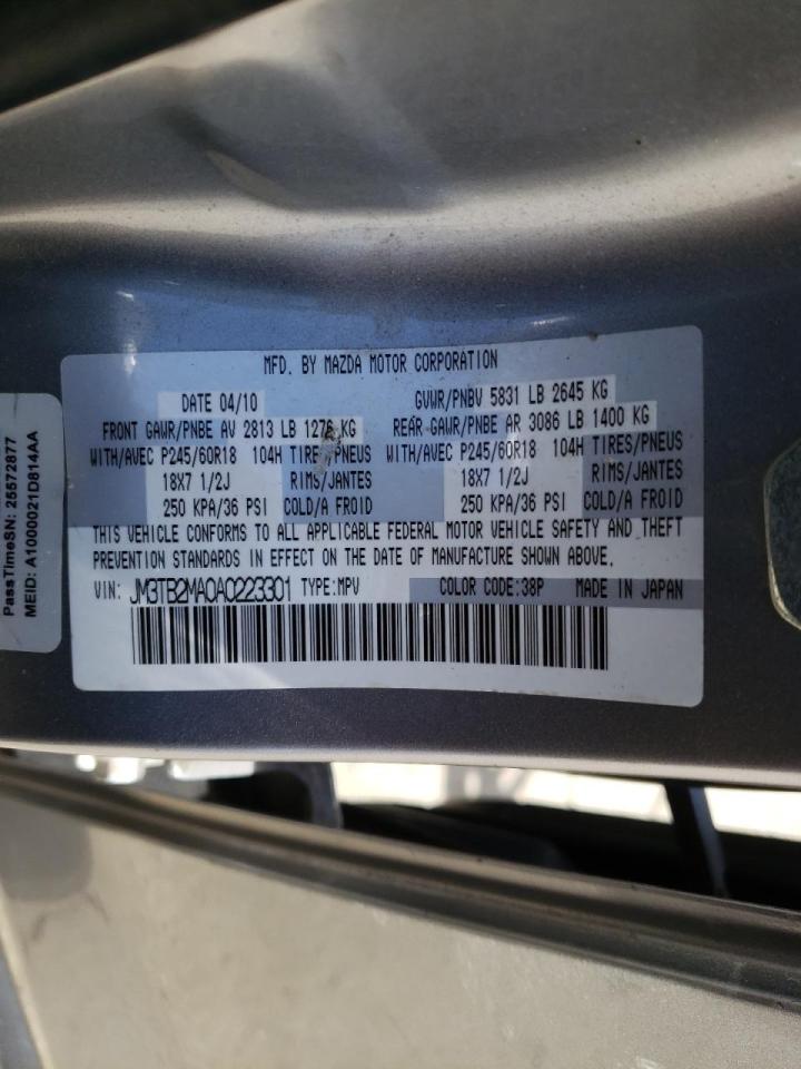 Photo 10 from auction – 2010 MAZDA CX-9 with VIN JM3TB2MA0A0223301