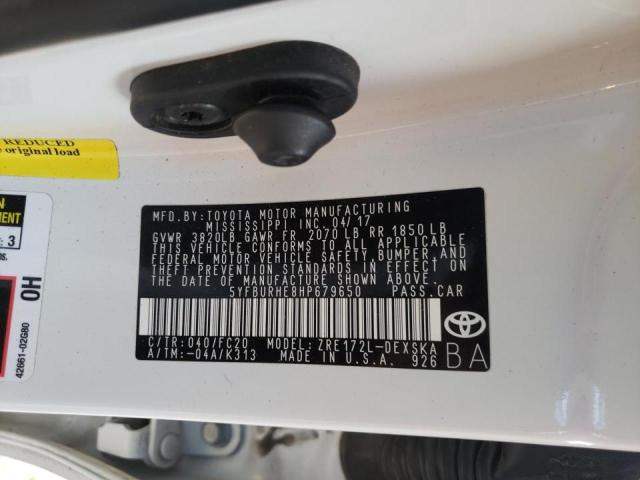 Photo 10 from auction – 2017 TOYOTA COROLLA L with VIN 5YFBURHE8HP679650