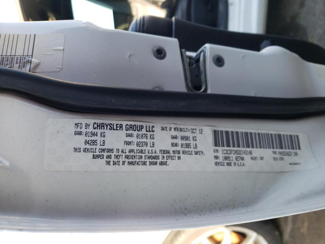 Photo 10 from auction – 2013 DODGE DART LIMIT with VIN 1C3CDFCA5DD143148