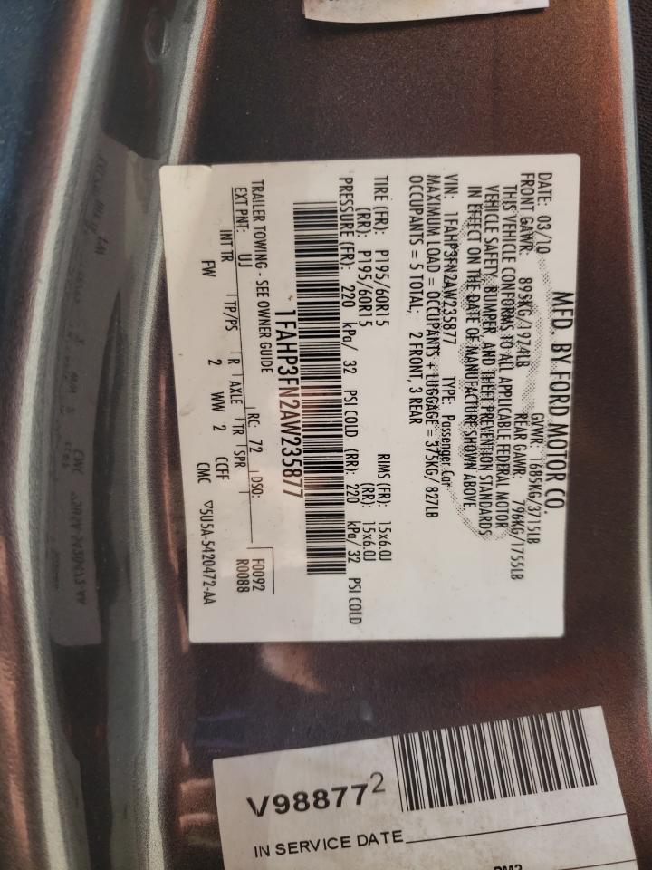 Photo 10 from auction – 2010 FORD FOCUS SE with VIN 1FAHP3FN2AW235877