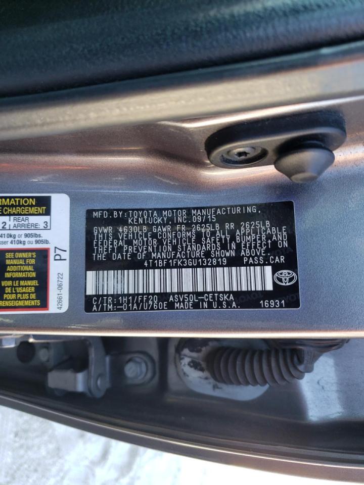 Photo 10 from auction – 2016 TOYOTA CAMRY LE with VIN 4T1BF1FK3GU132819
