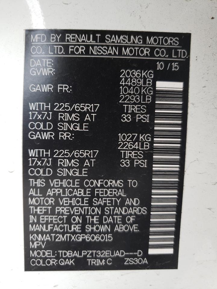 Zdjęcie 10 z aukcji – 2016 NISSAN ROGUE S z VIN KNMAT2MTXGP606015