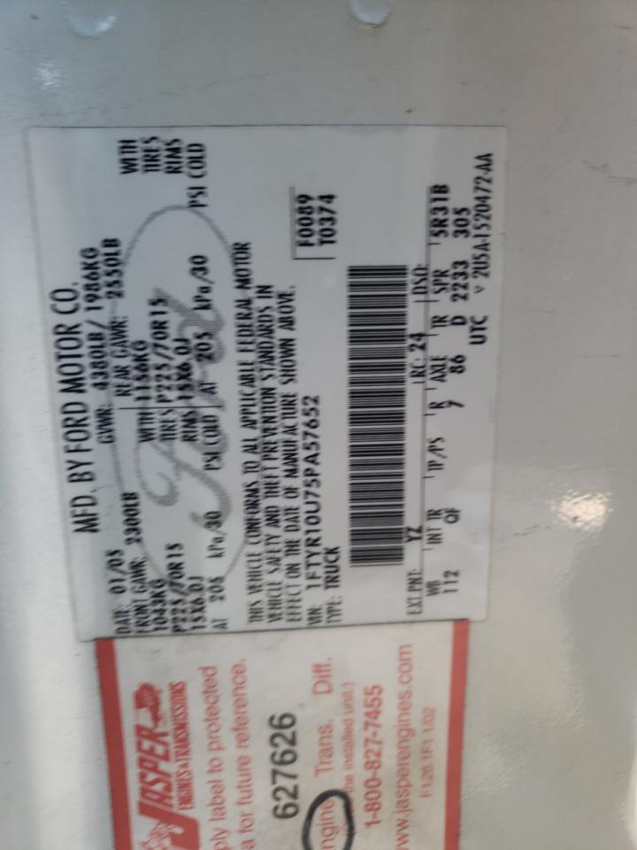 Photo 10 from auction – 2005 FORD RANGER with VIN 1FTYR10U75PA57652