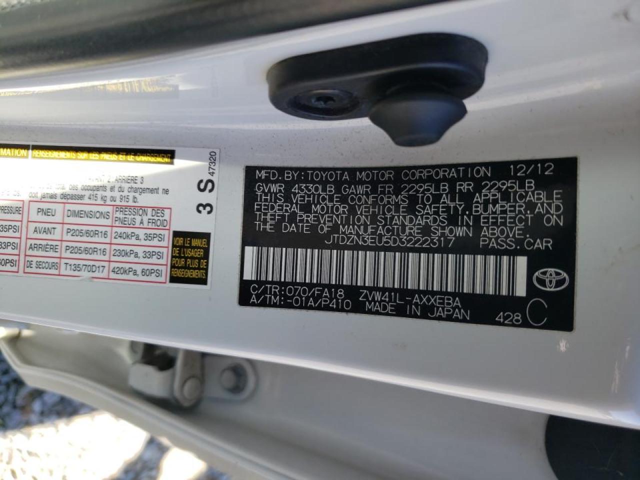 Photo 10 from auction – 2013 TOYOTA PRIUS V with VIN JTDZN3EU5D3222317