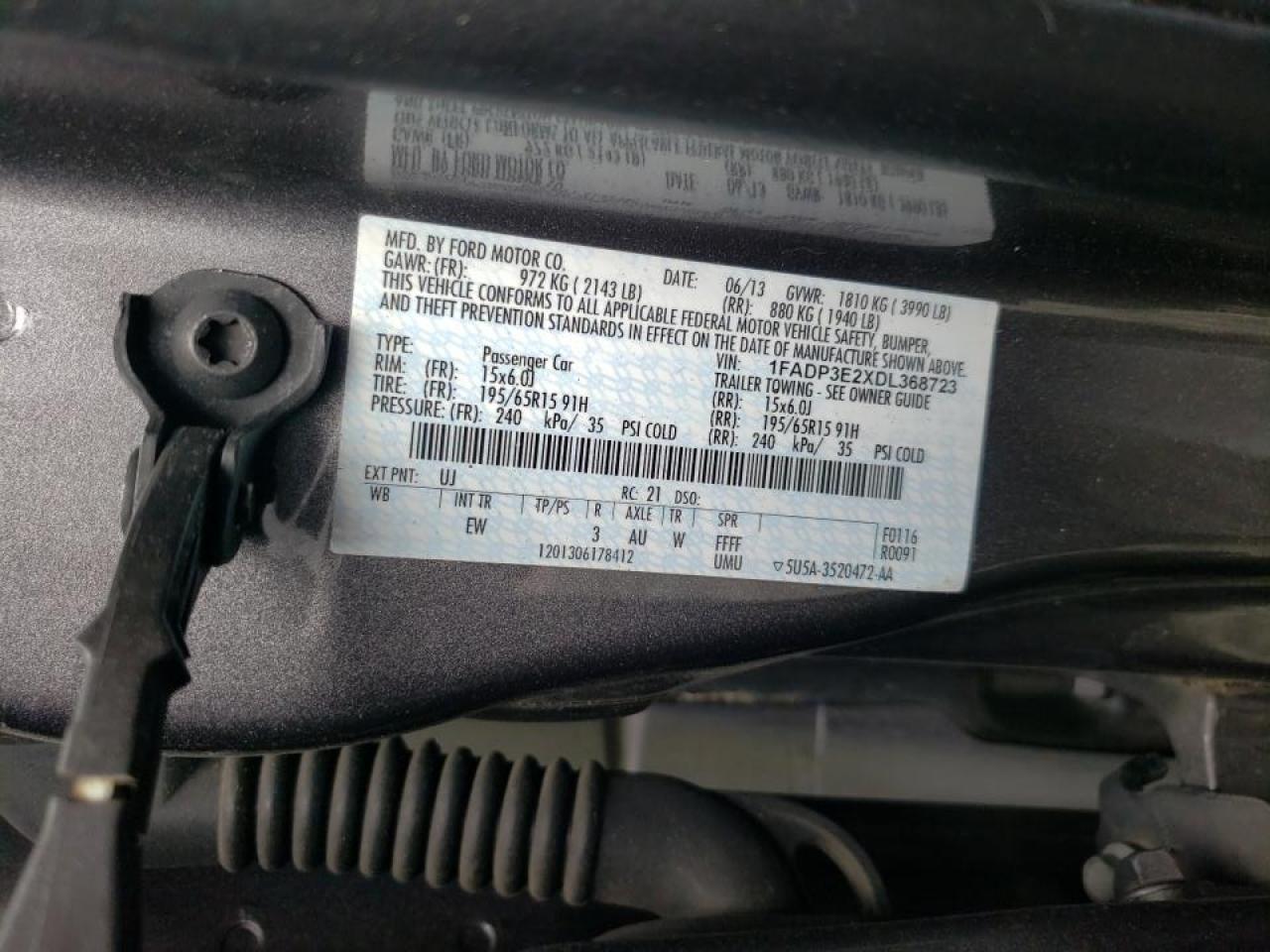 Photo 10 from auction – 2013 FORD FOCUS S with VIN 1FADP3E2XDL368723