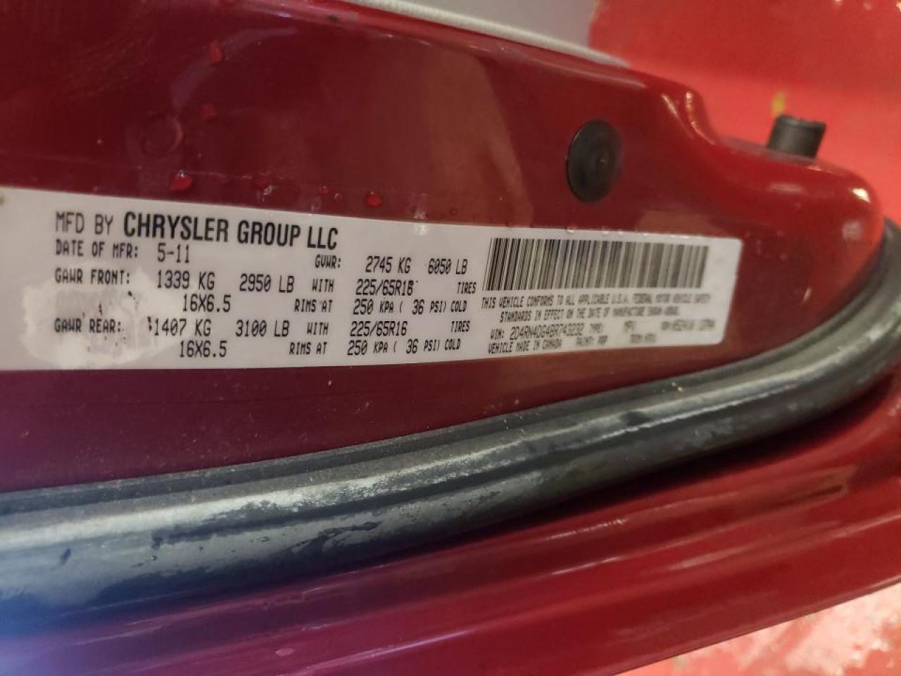 Photo 10 from auction – 2011 DODGE GRAND CARA with VIN 2D4RN4DG4BR743232