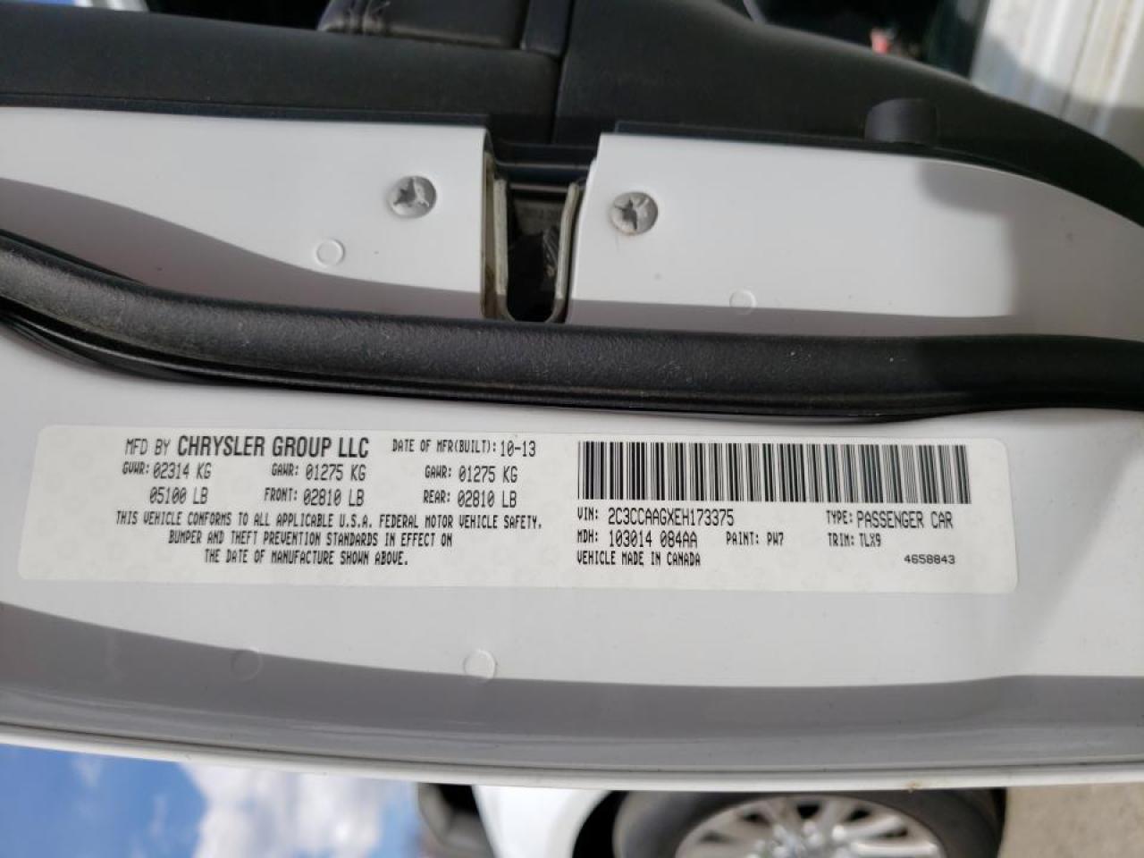 Photo 10 from auction – 2014 CHRYSLER 300 with VIN 2C3CCAAGXEH173375