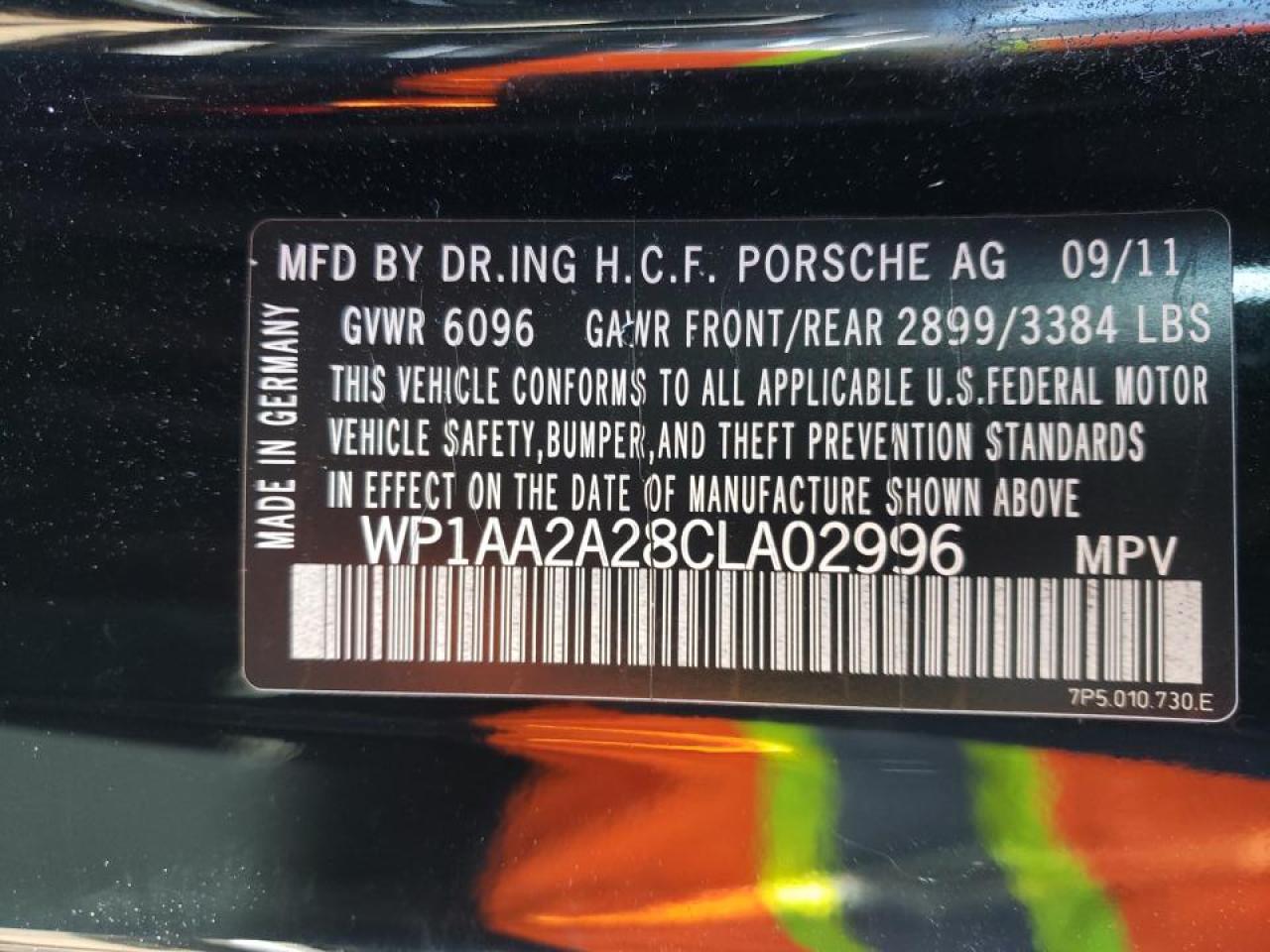 Photo 10 from auction – 2012 PORSCHE CAYENNE with VIN WP1AA2A28CLA02996