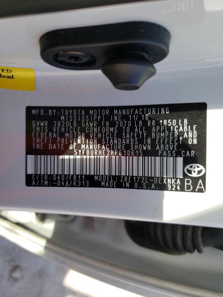 Photo 10 from auction – 2017 TOYOTA COROLLA L with VIN 5YFBURHE2HP610615