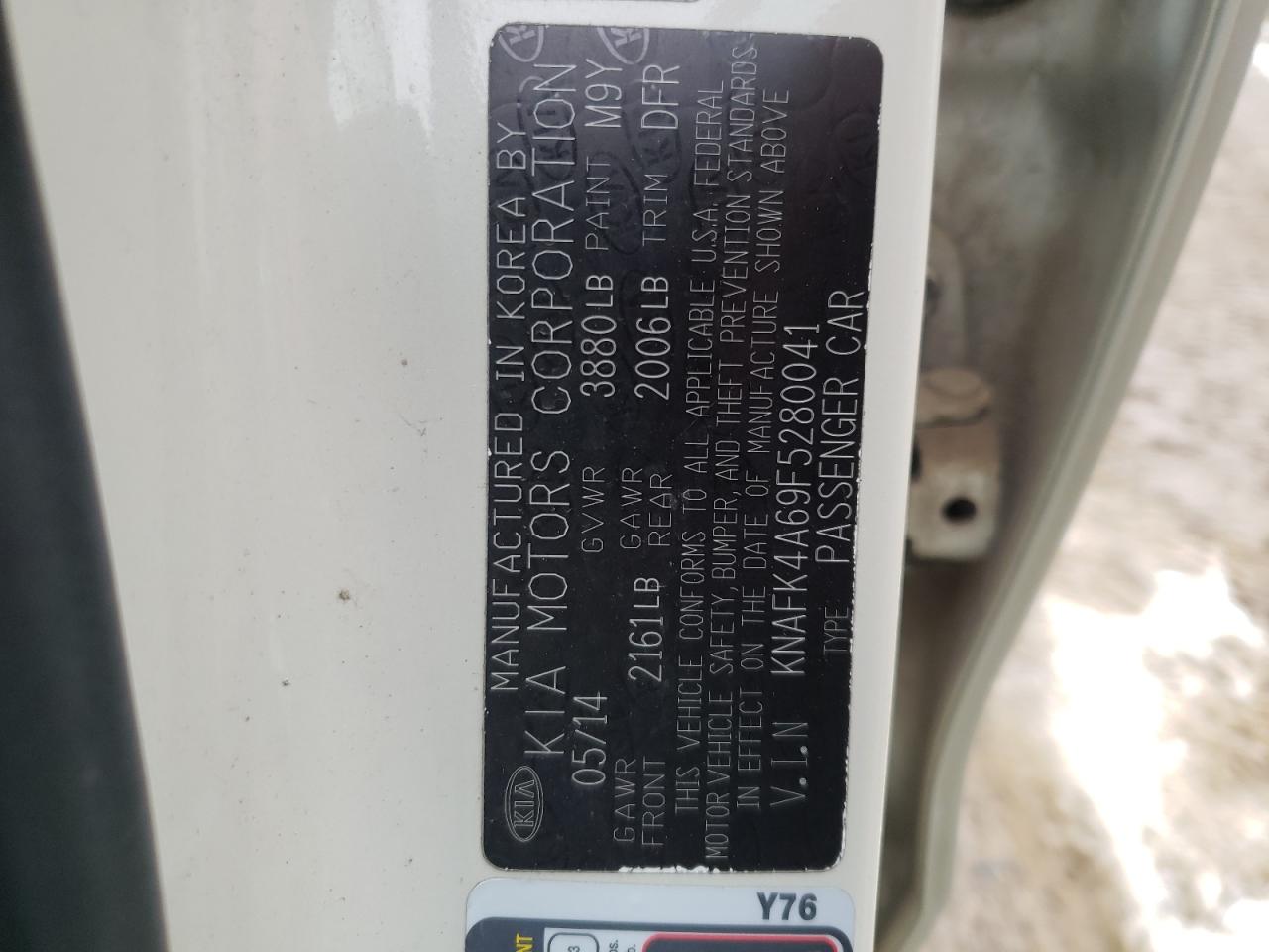 Photo 10 from auction – 2015 KIA FORTE LX with VIN KNAFK4A69F5280041