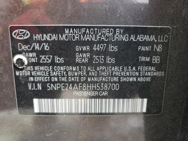Photo 10 from auction – 2017 HYUNDAI SONATA SE with VIN 5NPE24AF8HH538700